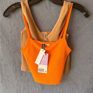 H&M Vibrant Orange and Classic Tan Camisoles